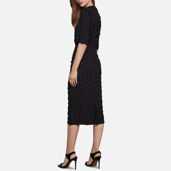 New Clipped Jacquard Midi Mod Dress BCBGMAXAZRIA Retro Vintage Inspired Modern - Picture 2 of 14